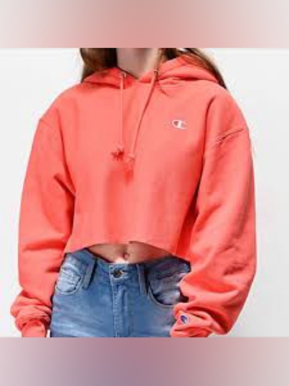 Women’s Cropped Champion Hoodie Size XL X Large Cotton Blend Pullover